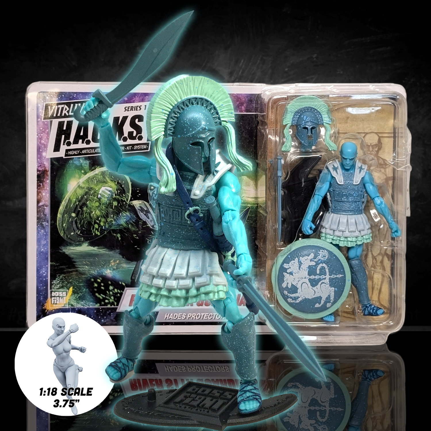 River Styx Guardian Vitruvian H.A.C.K.S. Action Figure Spectral Spartan of the Underworld 1:18 Scale by Boss Fight Studio Llc new in box