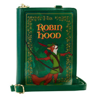 Disney Robin Hood Classic Book Convertible Crossbody Purse Loungefly green book purse