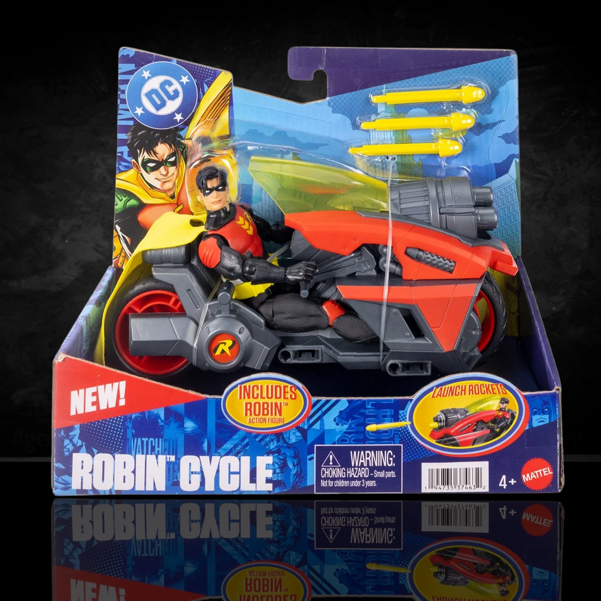 Robin and Motorcycle Action Figure Vehicle Set Mattel DC Premiere Batlink New with launch rockets by Go Figment