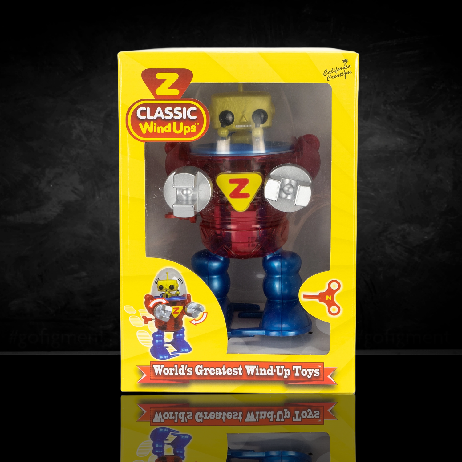 California Creations - Z Classics Robot, Merlin wind-up toy in new box by California Creations collectible figure