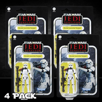Four Kenner Star Wars Jedi Survivor Rocket Launcher Trooper action figures in packaging displayed in a 4-pack bundle.