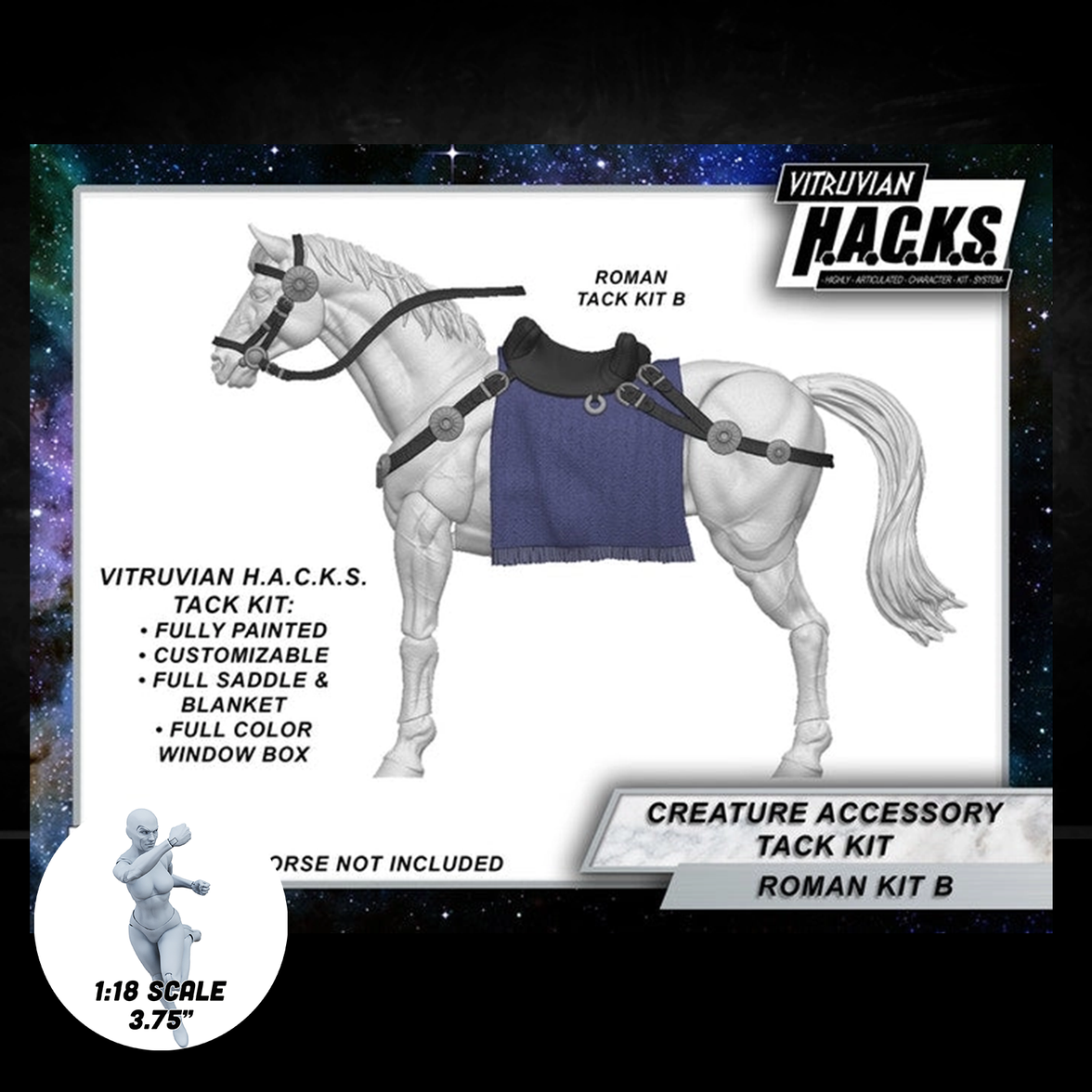 Mighty Steeds - Roman Tack Kit – BLUE Action Figure Accessories by Boss Fight Studio Llc, 1:18 scale, fully painted and customizable