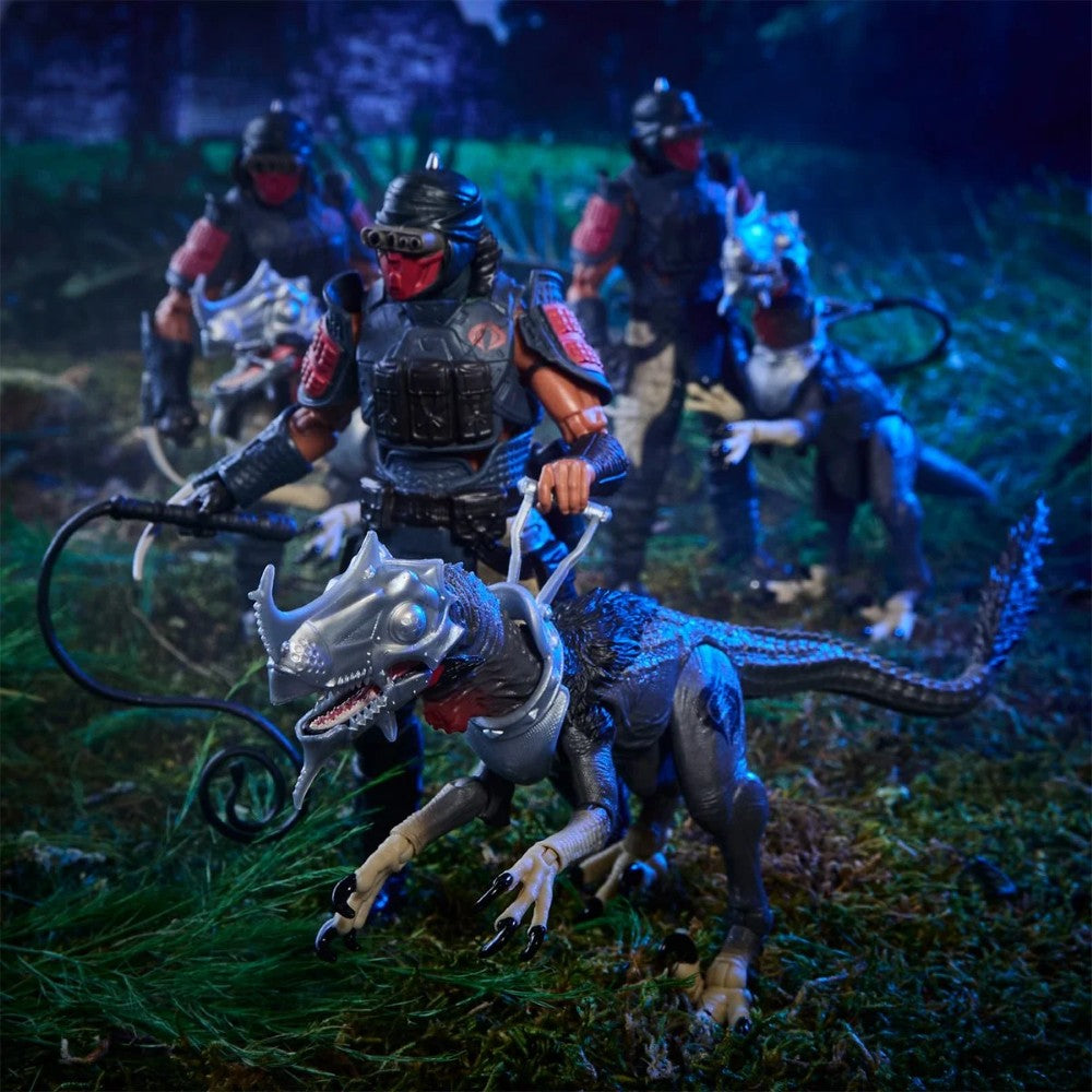 Rottclaw & Cobra Deinonychus GI Joe Classified 1:12 scale 6" Series Action Figure by Hasbro in a detailed outdoor scene.