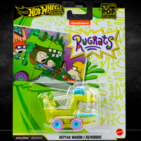 Mattel Hot Wheels Rugrats Reptar Wagon Pop Culture 2026 die-cast vehicle in collectible packaging front view