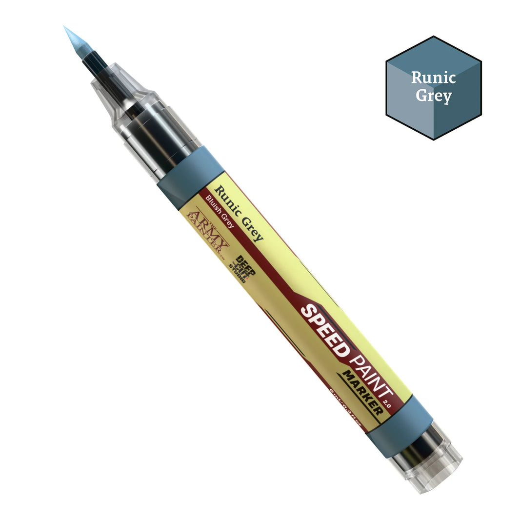 Runic Grey Army Painter Speedpaint Marker - One-Coat Miniature Paint SM1039P with fine brush tip for detailed model painting