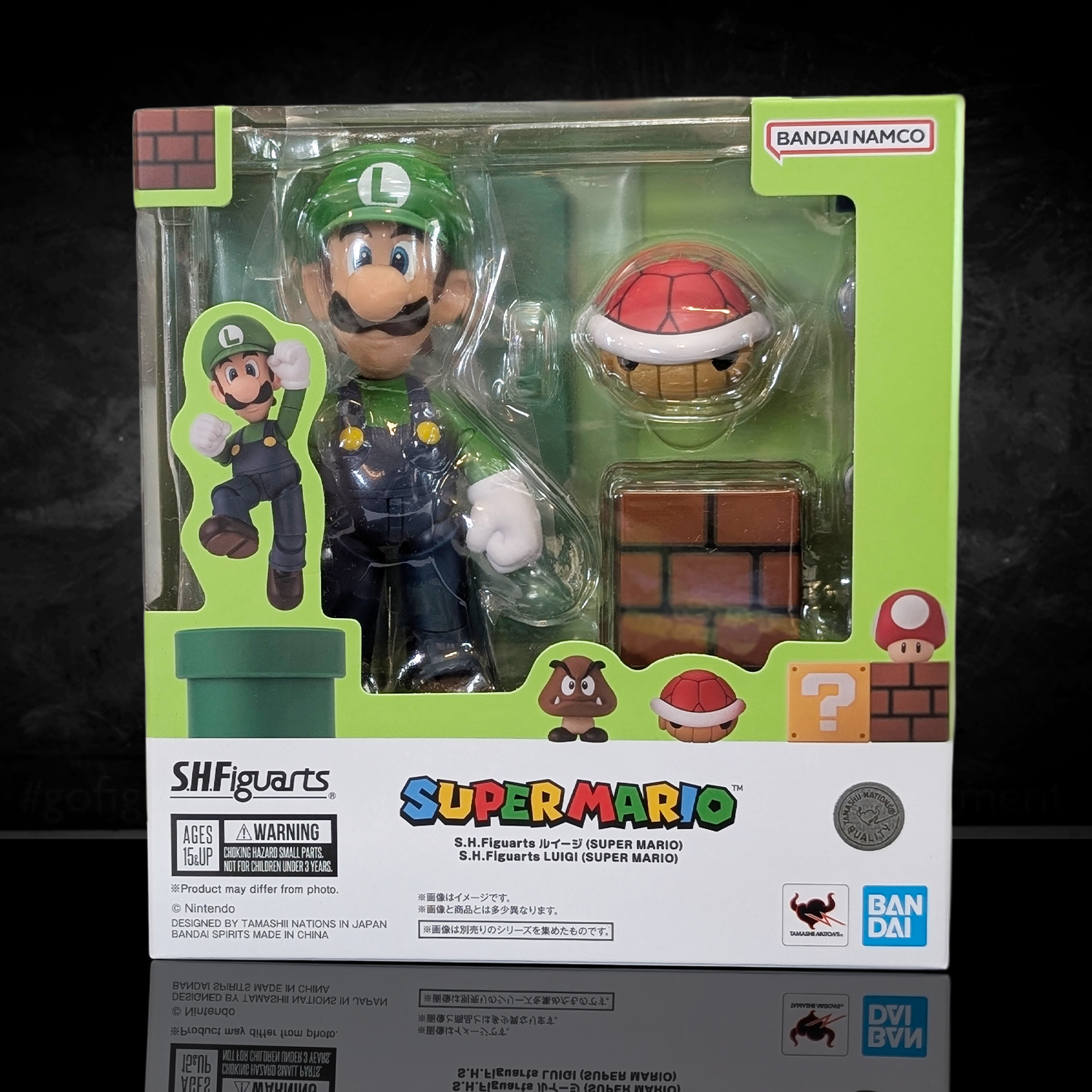 Super Mario Bros Luigi S.H.Figuarts Action Figure by Bandai Tamashii Nations new in box collectible 3.75" scale with accessories