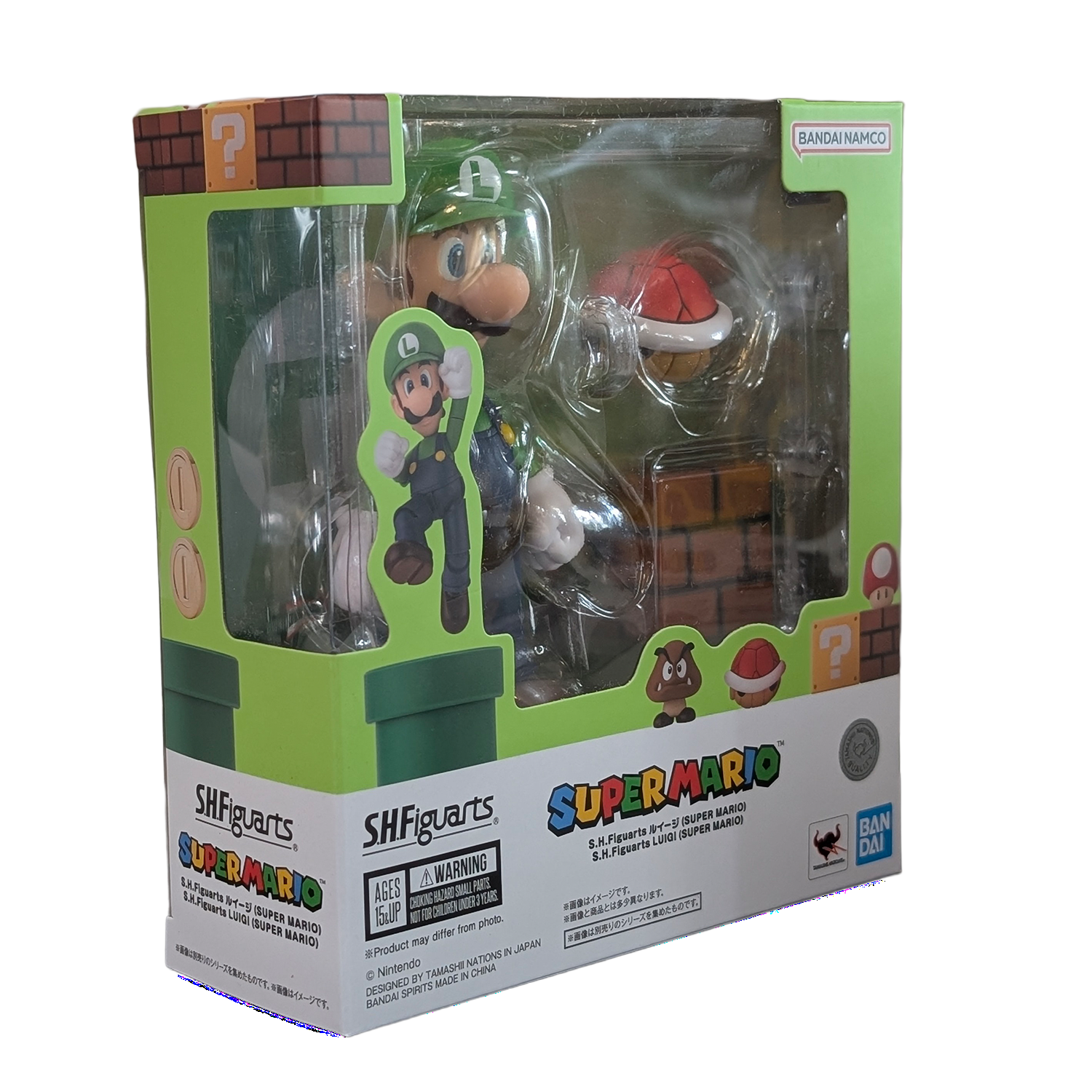 Super Mario Bros Luigi S.H.Figuarts Action Figure by Bandai Tamashii Nations new in box 3.75 inch scale by SH Figuarts