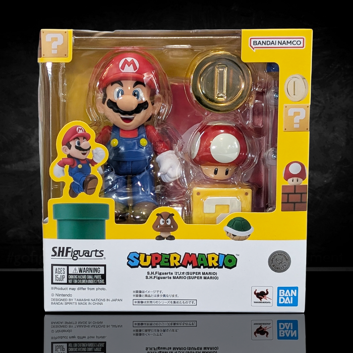 Super Mario Bros Mario S.H.Figuarts Action Figure by Bandai Tamashii Nations new in box collectible 3.75” scale
