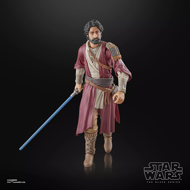 Hasbro Star Wars Black Series Ezra Bridger Peridea 6-inch action figure with blue lightsaber on black background