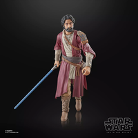 Hasbro Star Wars Black Series Ezra Bridger Peridea 6-inch action figure with blue lightsaber on black background