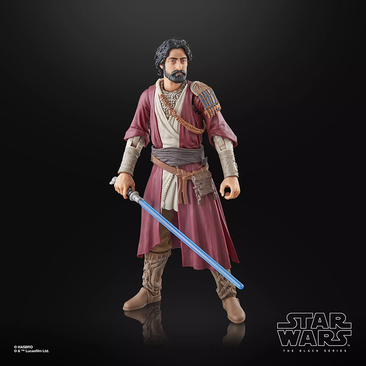 Hasbro Star Wars Black Series Ezra Bridger Peridea 6-inch action figure with blue lightsaber on black background