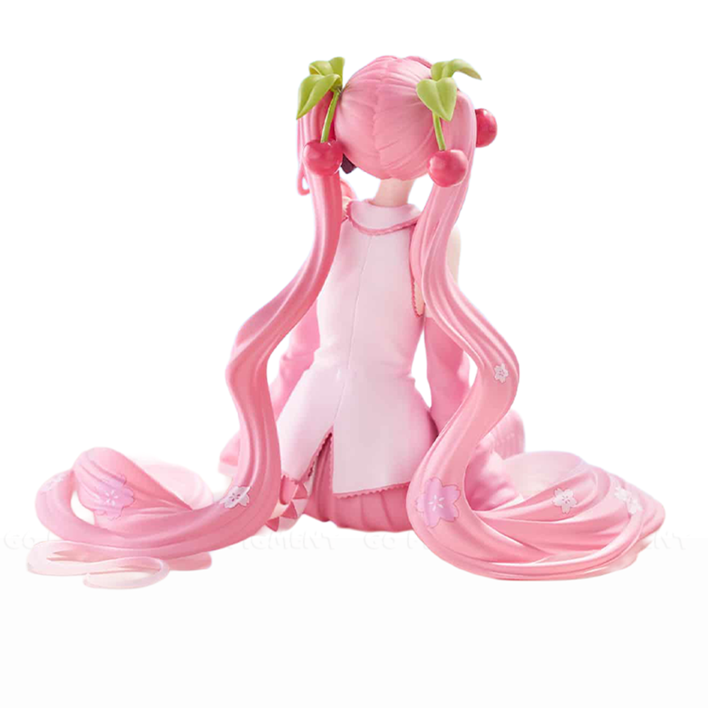Hatsune Miku Noodle Stopper Figure Sakura Miku 2026 FuRyu Collectible by Furyo showing back with pink twin tails and cherry blossom accents