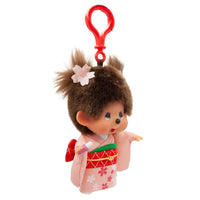 Monchhichi Sakura Kimono Girl Plush Keychain Official Sekiguchi 5.5" plush charm