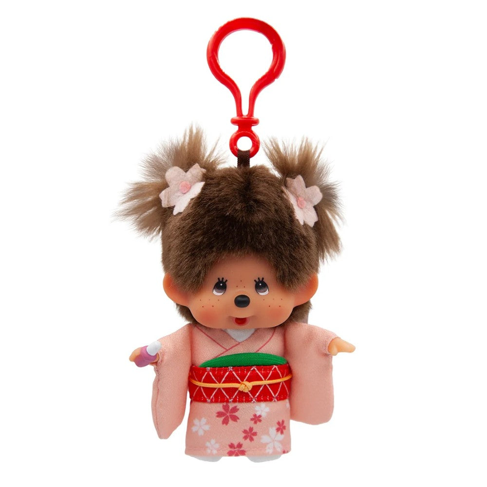 Monchhichi Sakura Kimono Girl Plush Keychain Official Sekiguchi 5.5