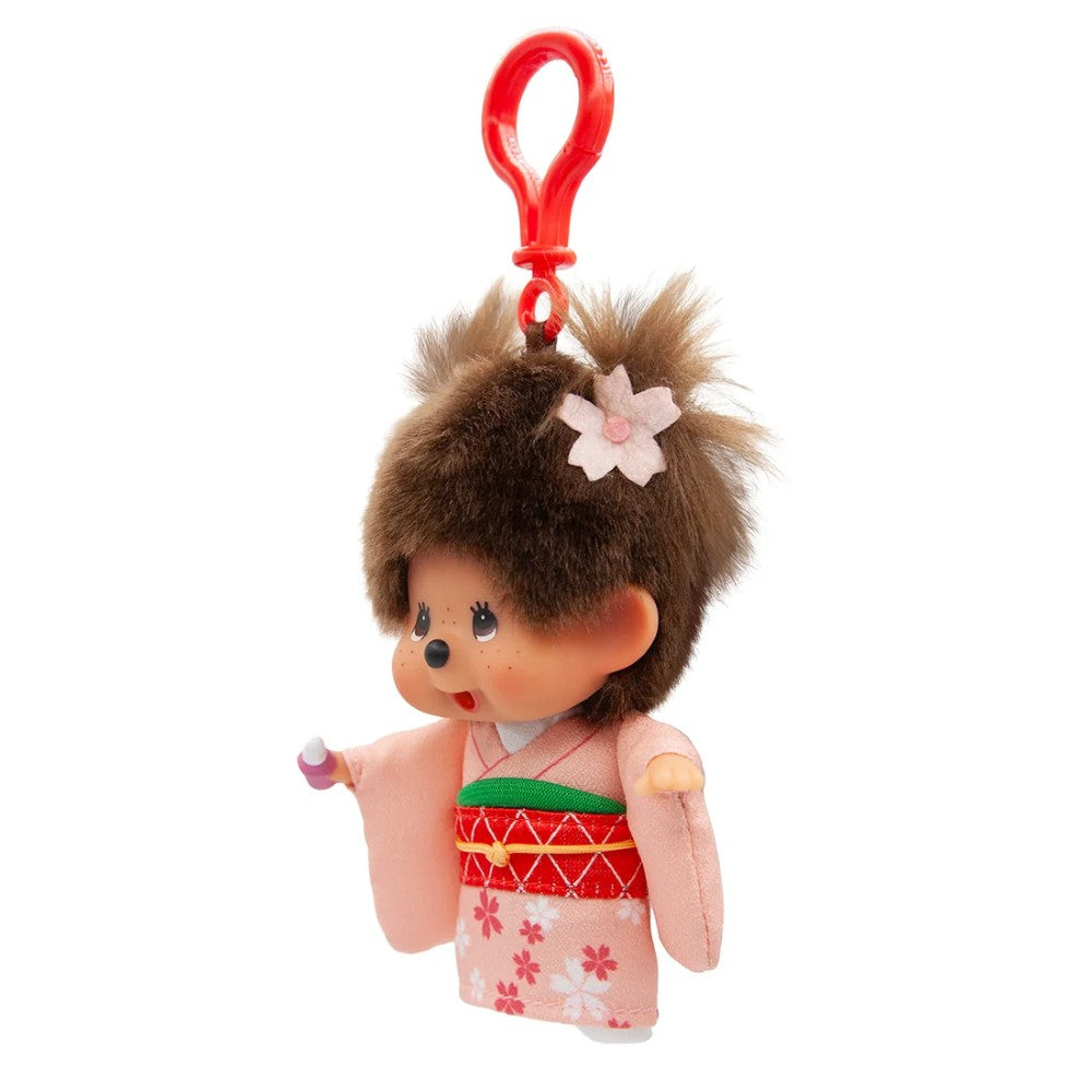 Monchhichi Sakura Kimono Girl Plush Keychain Official Sekiguchi 5.5