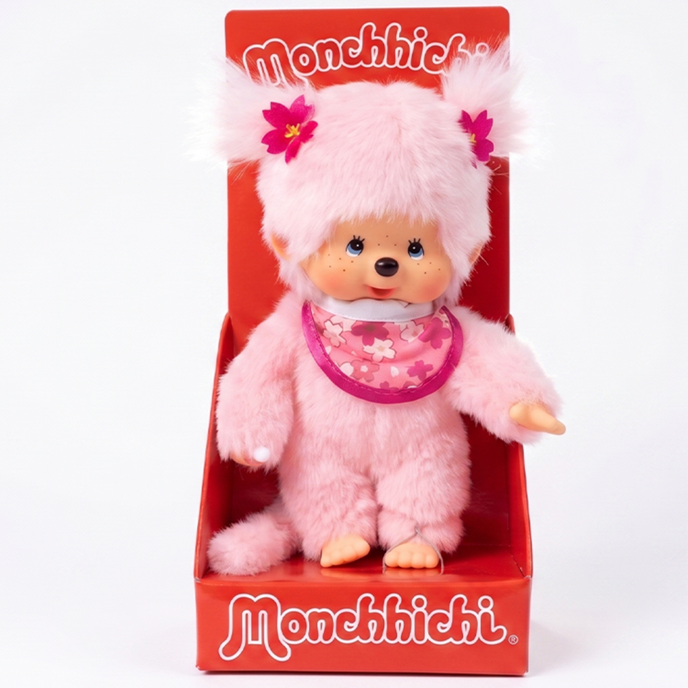 Simulated alt text for 8" Monchhichi Doll -Sakura Cherry Blossom Girl Plush - Authentic Monkey Plush, NWT for m4vh1y-be.myshopify.com. You are an expert SEO agent. You will generate an ALT text for this image. <Store_Context> Business Details: - Curated by a passionate collector, ensuring authe...
