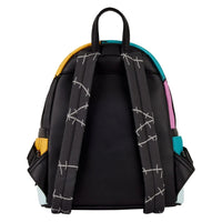 Sally Nightmare Before Christmas Loungefly Cosplay Mini-Backpack New featuring stitched black straps and colorful patchwork sides by Loungefly