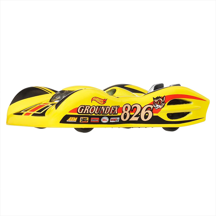 Mattel Hot Wheels Ground FX vintage racing salt flat racer with yellow body and racing decals