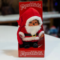 Sekiguchi Monchhichi Boy dressed as Santa Claus plush with red suit and white beard in branded packaging