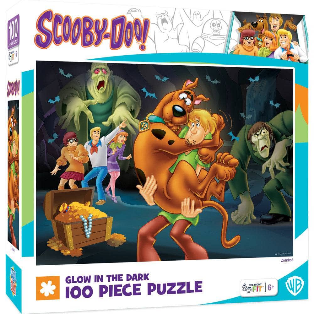 Scooby Doo 100 Piece Zoinks Glow In The Dark Jigsaw Puzzle Master Pieces with Scooby and friends in spooky scene