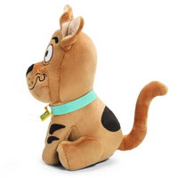 Scooby-Doo 8-Inch Phunny Plush by Kidrobot - Entertainment Earth Collectibles side view with turquoise collar and black spots