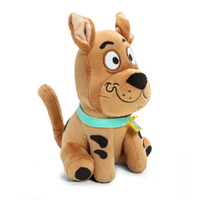 Scooby-Doo 8-Inch Phunny Plush by Kidrobot - Entertainment Earth Collectibles sitting with turquoise collar and friendly expression