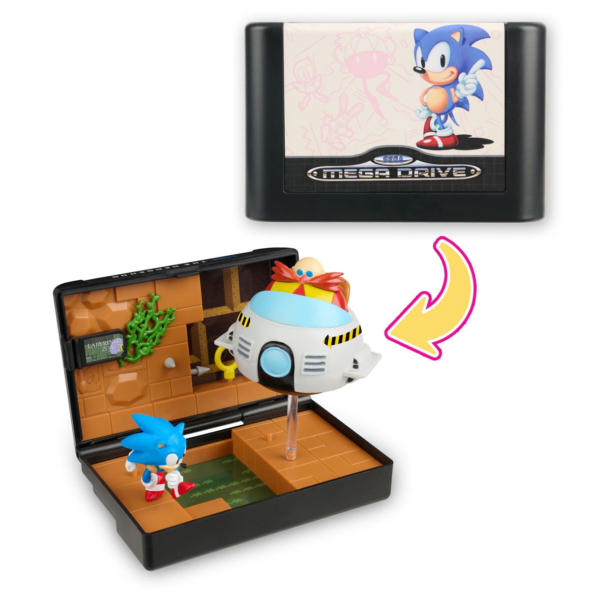 Console Heroes Sega Mega Drive Supervillain Boss Bundle Playset with Sonic the Hedgehog Cartridge new in box by Go Figment