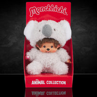 Sekiguchi Monchhichi Koala plush doll in original packaging, soft and fluffy with signature thumb-sucking feature