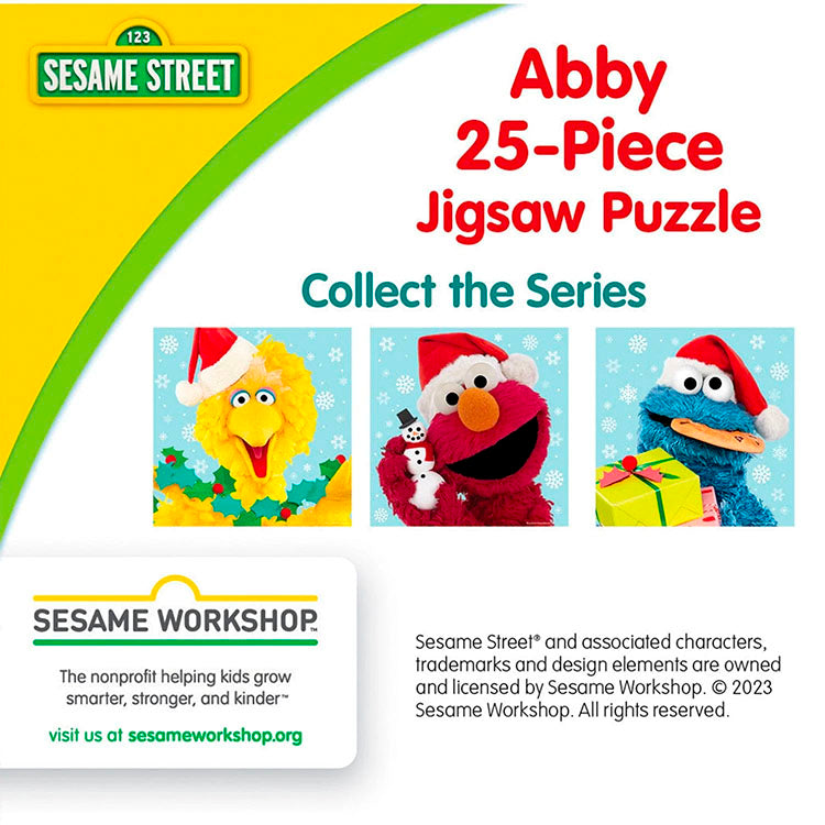 Sesame Street Abby 25-piece jigsaw puzzle by Master Pieces with holiday-themed character images on packaging