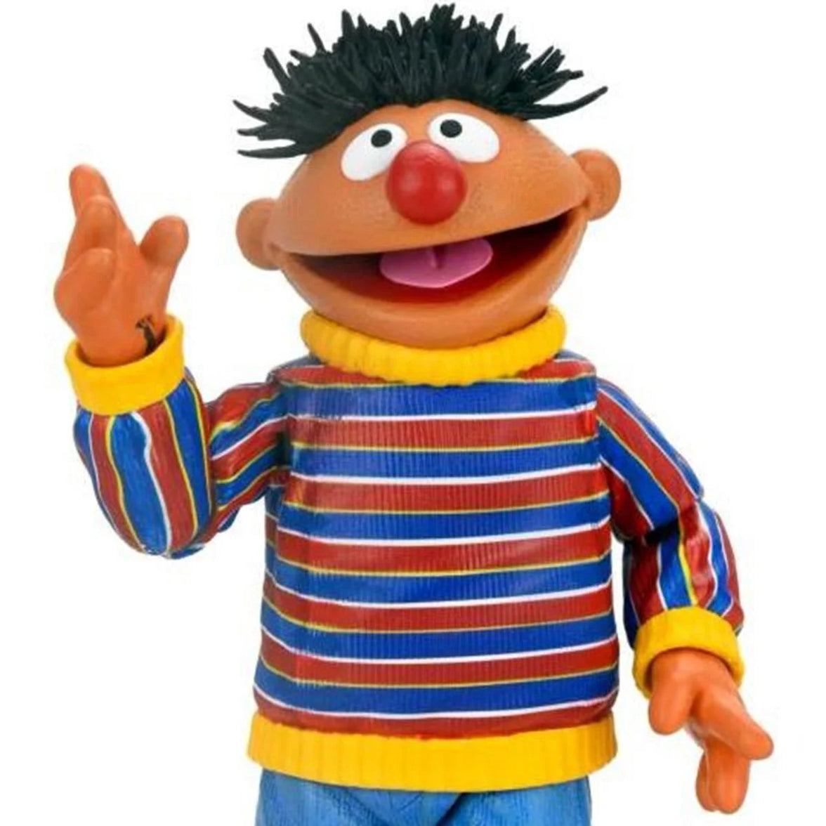 Ernie - Sesame Street Ultimate NECA 7-Inch Scale Action Figure by Neca wearing striped sweater, new in box collectible