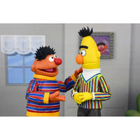 Ernie - Sesame Street Ultimate NECA 7-Inch Scale Action Figure posed with Bert in detailed striped outfit new in box