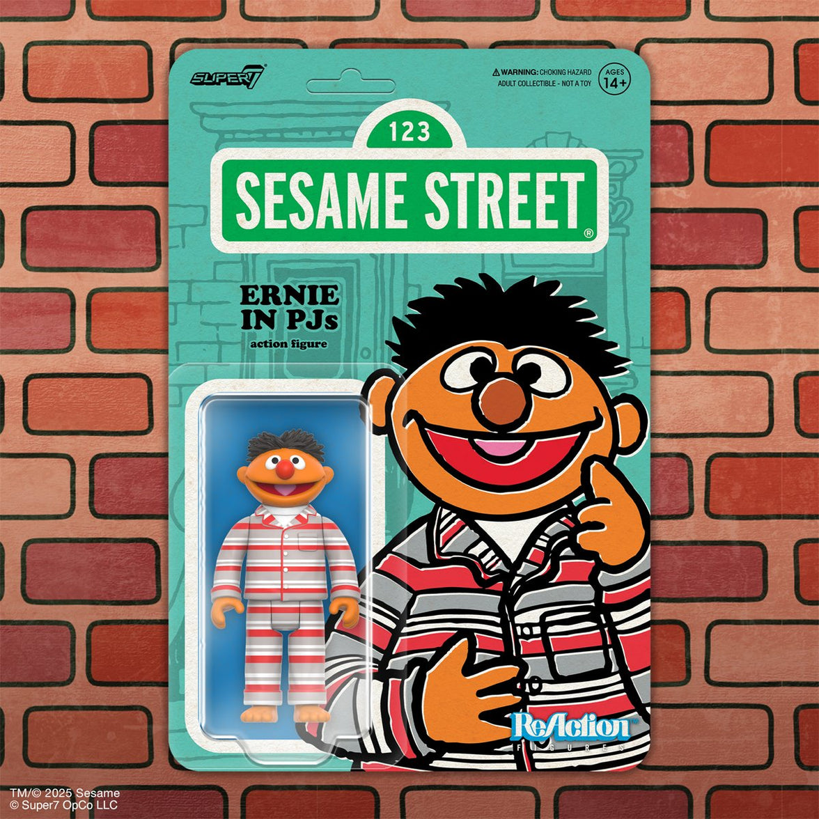 image of Ernie in PJs - Sesame Street Action Figure - Super7 Wave 6 3.75 inch