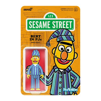 Sesame Street character Bert in striped blue pajamas with matching nightcap in orange carded packaging