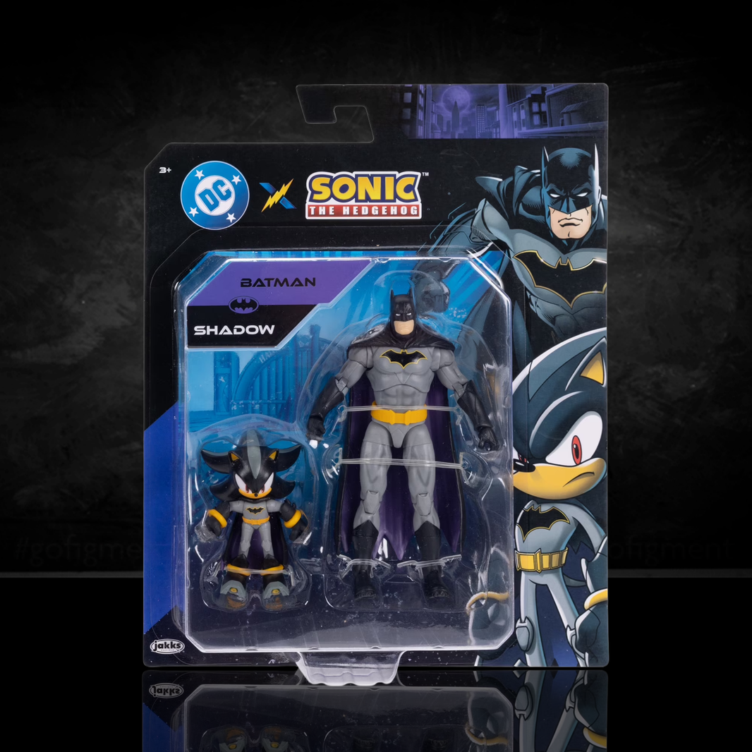 DC x Sonic the Hedgehog Multipack - Batman & Shadow as Batman Action Figures by Go Figment, new in box 5-inch scale
