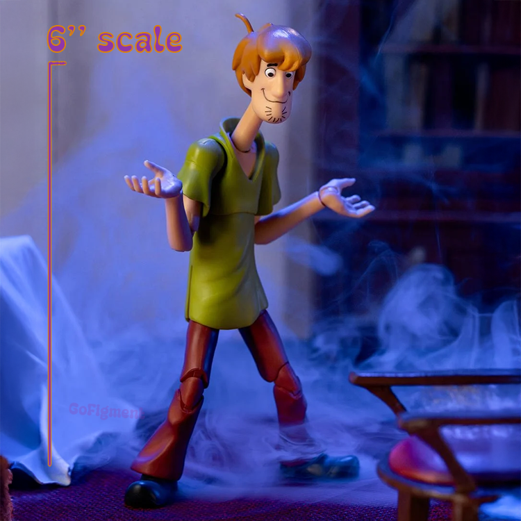 Jada Toys 6-inch Shaggy Rogers action figure from Scooby-Doo with green shirt and brown pants in foggy setting