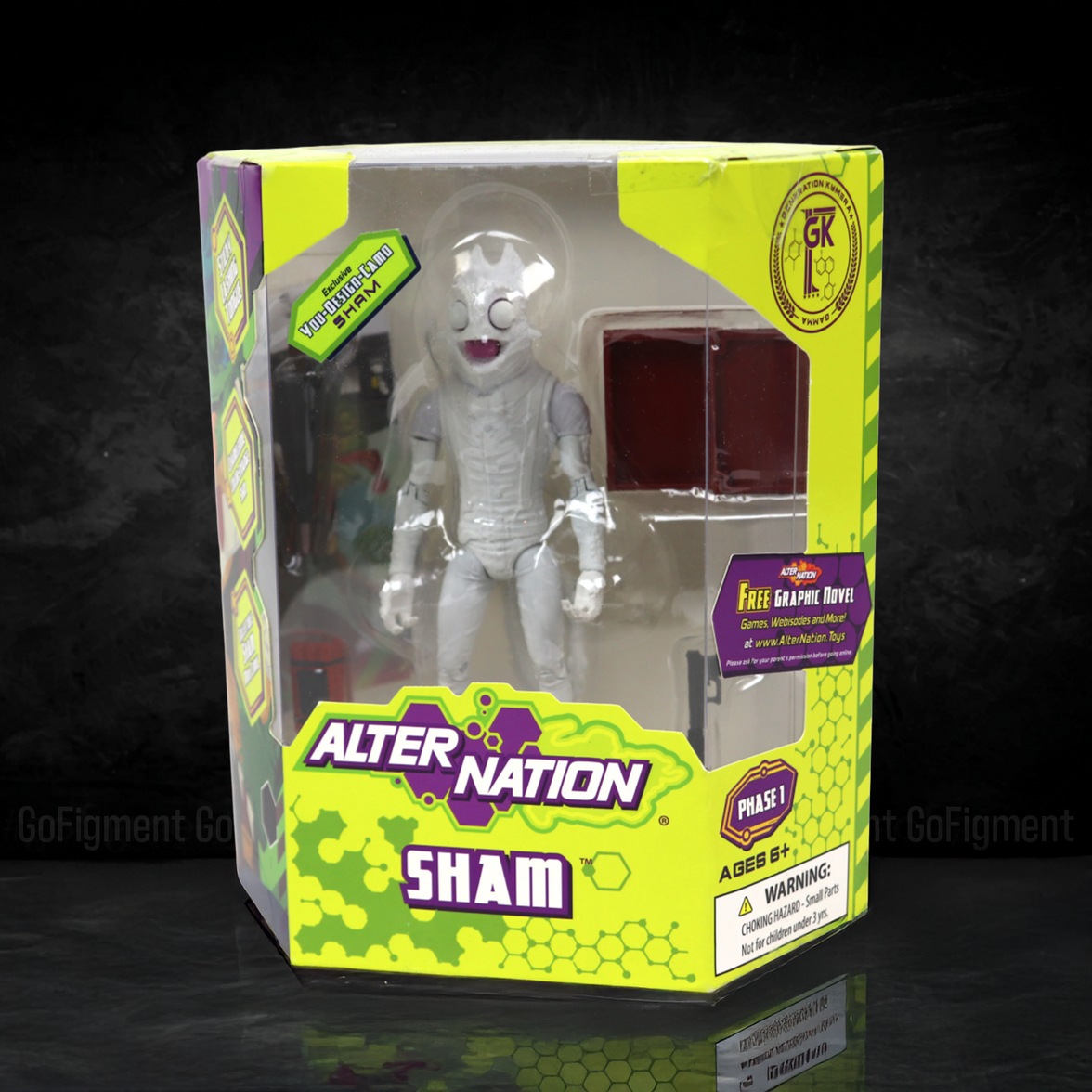 Sham WHITE 1:12 Scale 5" Human Chameleon Hybrid Action Figure by Altered Nation in sealed packaging with display accessories