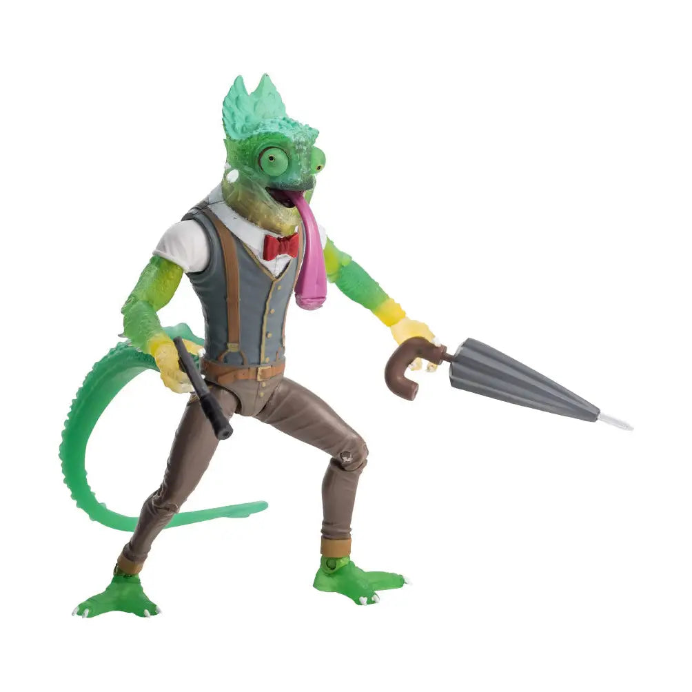 Sham 1:12 Scale 5" Human Chameleon Hybrid Action Figure by Alter Nation with umbrella, pistol, and detailed green translucent limbs in action pose