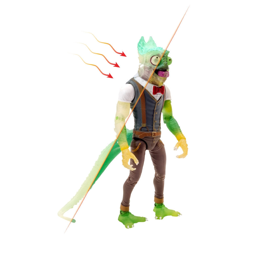 Sham 1:12 Scale 5" Human Chameleon Hybrid Action Figure by Altered Nation with translucent green and brown detailing and animated pose