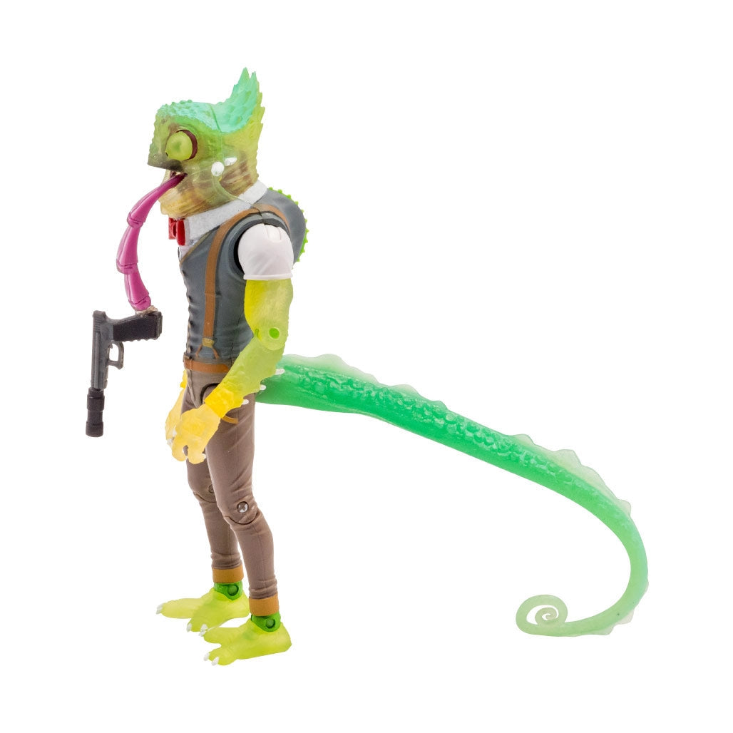 Sham 1:12 Scale 5" Human Chameleon Hybrid Action Figure by Altered Nation with translucent green limbs and extended tail accessory