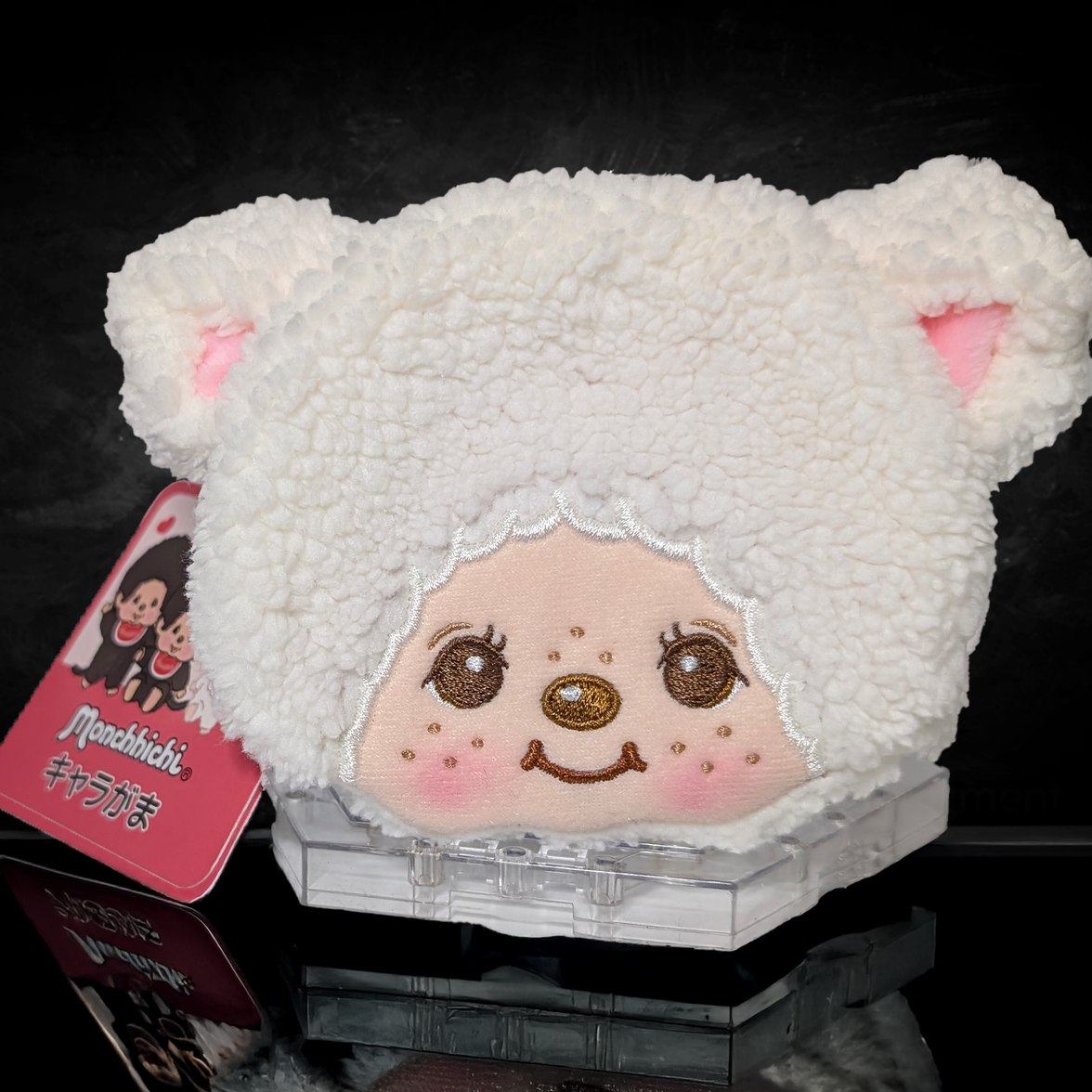 Official Sekiguchi Monchhichi Plush Coin Purse collectible mini pouch and bag charm, often searched as a Monchichi wallet.