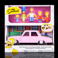 Jakks Pacific The Simpsons 2.5-inch family figures with pink sedan playset in retail packaging