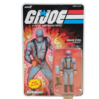 Snake Eyes Red Glow GI Joe Action Figure ReAction+ 1/18 O-Ring Design Unpunched Super7
