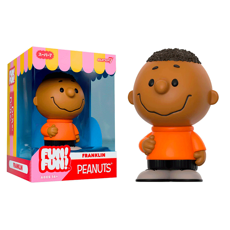 Funko Franklin Fun Fun Peanuts vinyl figure featuring Charlie Brown’s friend in a bright orange shirt, 5 inches tall.