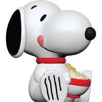 Go Figment Peanuts Rokimoto Wave 2 vinyl figure of Snoopy holding a red bowl of popcorn with a happy expression