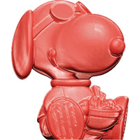 Red monochrome Peanuts Snoopy vinyl figure holding bowl of noodles by Go Figment in Slurprise Edition style