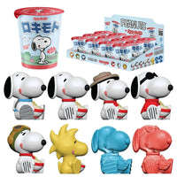 Peanuts Rokimoto Wave 2 Cup vinyl figures Slurprise Edition with Snoopy and friends by Go Figment displayed with box set