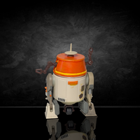 Chopper Droid Star Wars Action Figure 1:18 Scale LOOSE by Hasbro with orange and white detailing on black surface