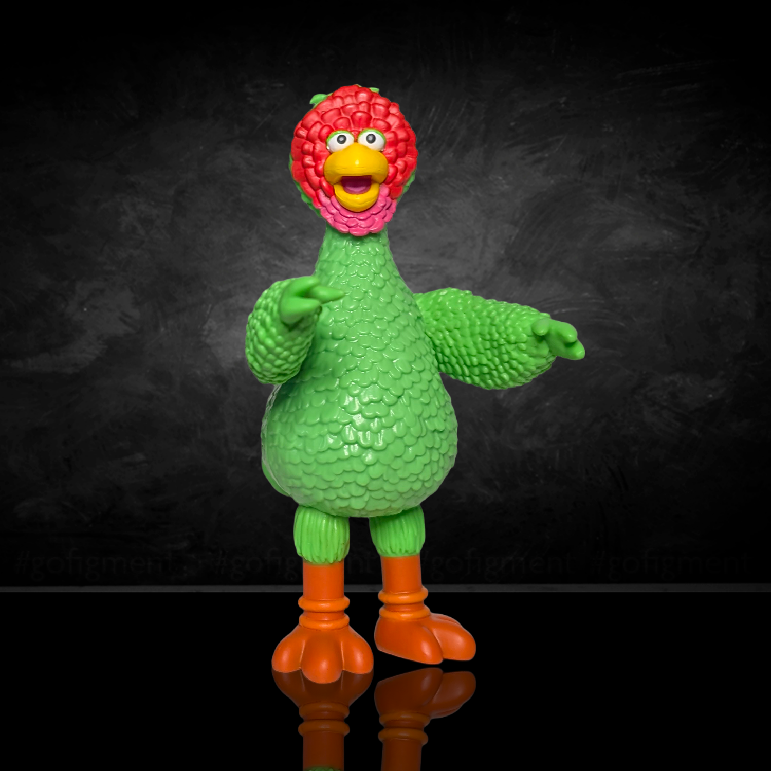 Sesame Street Blind Box Wave 5 U-PICK - Big Birds From Around The World figure by Go Figment in 1:18 scale, green bird with red head feathers