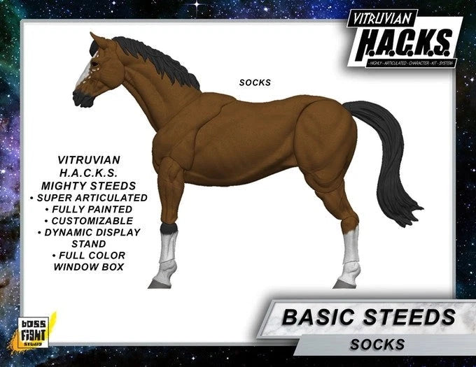 Mighty Steeds Socks the Horse 1:18 Scale Vitruvian HACKS Compatible NIB by Boss Fight Studio Llc with articulation and paint details