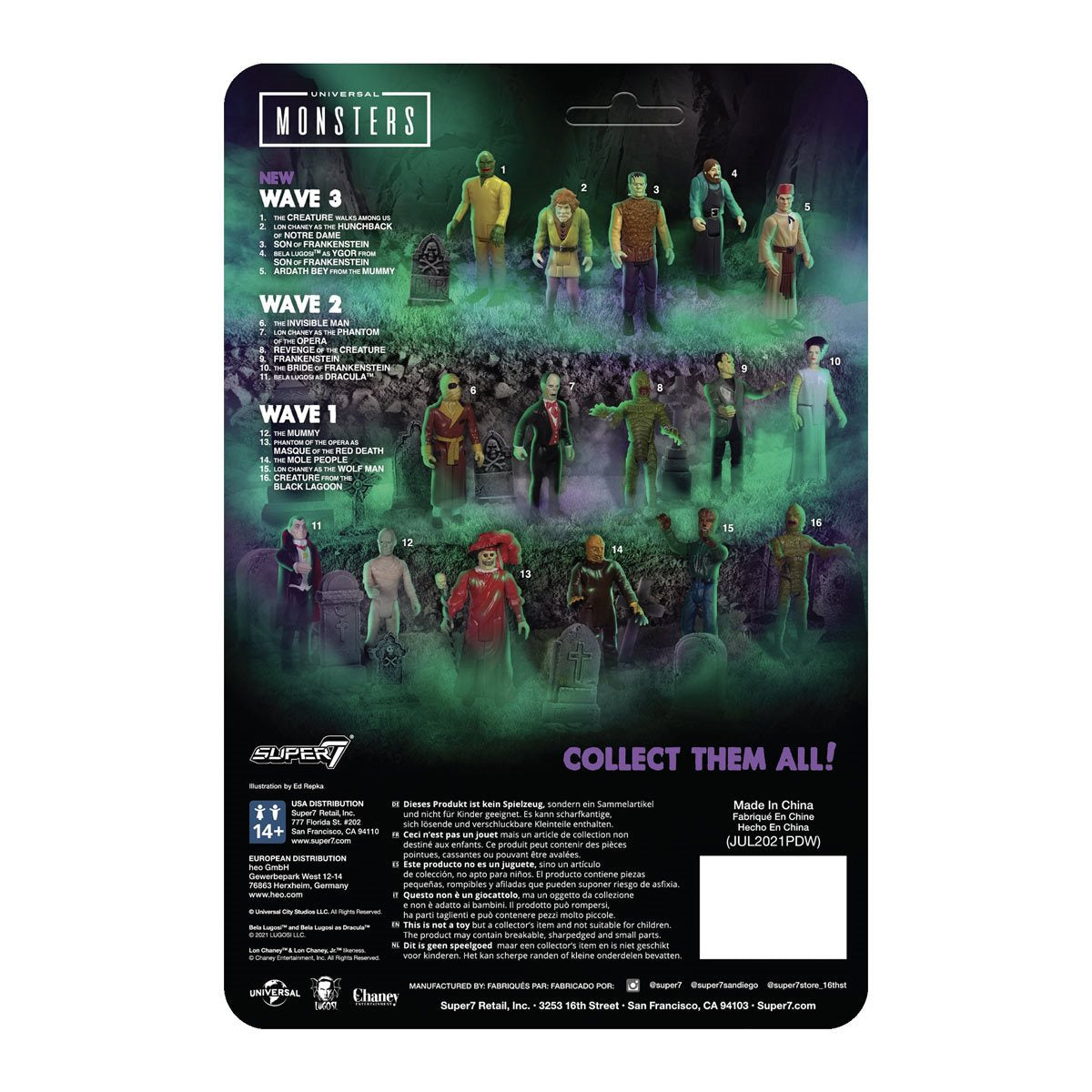 Universal Monsters Son of Frankenstein The Monster 3 3/4-Inch ReAction Figure by Super7 back packaging